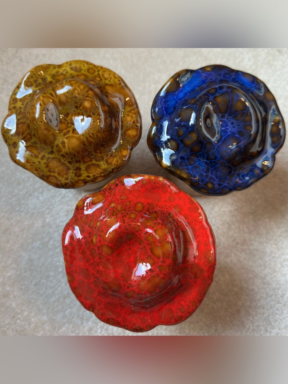 Handcrafted Ceramic Mushrooms - Red, Gold, Blue - Picture 10 of 13